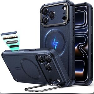 iPhone 17 PRO MAX Case w/Stash Stand MagSafe Compatible-BLUE